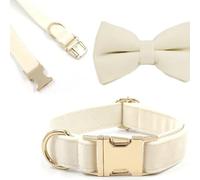 Collier personnalisé for Chien, réglable, avec Gravure d'étiquette d'identification personnalisée, Accessoire Super Doux avec nom Collier Chien Large(CR Collar Bow Leash,2)