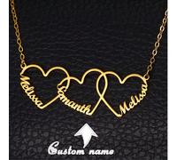 Collier personnalisé, peut personnaliser 1-5 noms, collier pendentif multi-cœurs, collier avec nom de famille en anglais, bijoux en acier inoxydable pour femmes, collier pendentif avec police de carac
