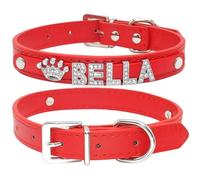 Collier personnalisé pour chien de petite et moyenne taille - Collier à strass brillants pour chat et chien - Collier à pendentif gravé avec nom d'animal de compagnie pour carlin, chihuahua, labrador,