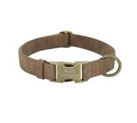 Collier personnalisé pour chien réglable en cuir synthétique rembourré avec boucle en métal ou clochette pour chiens de petite, moyenne et grande taille avec plaque d'identification gravée (M)