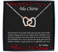 Collier Personnalisé pour Femme avec Pendentif en Forme de Coeurs Entrelacés Contenant un Message d'Amour pour Votre Chérie