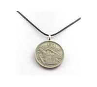 Collier pièce de monnaie Espagne 50 pesetas Franco - A Bijoux