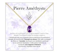 Collier Pierre Améthyste Cadeaux pour Elle en Argent Sterling 925 Idée Cadeau pour Fille Noël Anniversaire Colliers Fille Maman Sœur - Coffret avec DÉDICACE incluse (Collier Pierre Améthyste or)