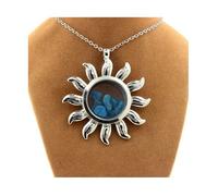 Collier Apatite Bleu Neon Brut. Modèle Soleil.