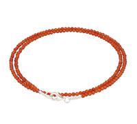 Collier pierres fines facettées 2 mm Fermoir Argent 925 (Cornaline) 45 cm