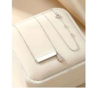 Collier - Plaque à Graver - Main de Fatma - Argent 925/1000 - Massif - Femme ou Enfant - 44 cm Ajustable