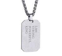 Collier Plaque Militaire Armée Personnalisable Homme Pendentif Identification Gravure Médaillon Personnalisé Prénom Chaîne Spiga 55cm Chien Dog Tag Argenté Cadeau Noël Valentin Fête Mères Pères