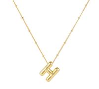 Collier, plaqué or 14 carats, collier initiale ballon personnalisé, collier pendentif alphabet ballon, bijoux cadeau pour femmes et filles, 17 inches