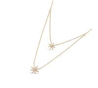 Collier Plaqué-Or 'Etoile du Nord' blanc doré - 13 et 10 mm [Q4035]