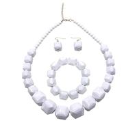 Collier Plaqué Or Femme Collier de perles blanches avec chaîne en acrylique, accessoire de mode tendance pour des tenues élégantes Bijoux Fantaisie Femme (White, 55X2. 3CM)