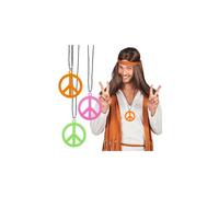 COLLIER PLASTIQUE HIPPIE PEACE LOVE ADULTE Multicolore - Accessoire de déguisement bijou fantaisie