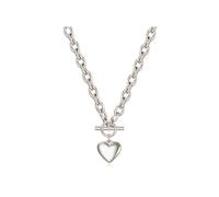 Collier plastron d'amour bouffant pour femme, collier ras du cou tendance avec boucle OT, pendentif en forme de cœur personnalisé, chaîne de clavicule, accessoires de bijoux, Large, Acier inoxydable