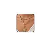 Collier plastron en forme de cœur avec perles superposées pour femme, chaîne serpent délicate en or 14 carats, collier ras du cou texturé avec pendentif d'amour, bijoux cadeaux, Large, Métal, Pas de