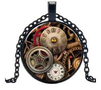 Collier plastron en métal avec cadran en forme de cercle convexe en verre, nan