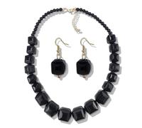 Collier plastron en perles blanches - Ensemble de bijoux d'inspiration africaine en acrylique pour femme, accessoire de costume audacieux pour Halloween et occasions spéciales, taille unique, Métal
