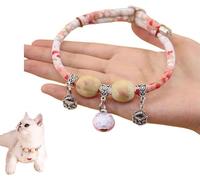 Collier porte-bonheur en perles de cèdre pour animal de compagnie - Collier personnalisé pour chien et chat avec pendentif fortune - Confortable et réglable - Convient à tous les types d'animaux de