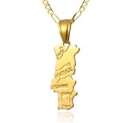 Collier Portugal en argent avec pendentif carte du pays