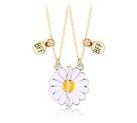 Collier pour 2 BFF avec pendentif marguerite magnétique pour meilleure amie, collier assorti longue distance, bijoux d'amitié, cadeaux de Saint-Valentin, Adjustable, Métal, Pas de gemme