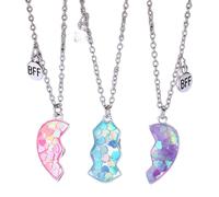 Collier Pour 3, Colliers De Coeur Pour Sister Magnétique | Meilleurs Amis Colliers Pour Toujours Pour Le Buisson 3 Colliers En Assortis, riferimento alla descrizione, Se référer à la