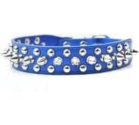 Collier pour Animal de Compagnie en Cuir PU de 2,5 cm de Largeur, 9 Couleurs, Clous Ronds pour Chiens de Petite et Moyenne Taille XS/S/M/L, Vert, XS-Bleu Marine-M