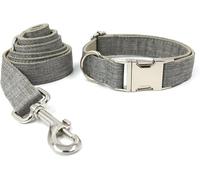 Collier pour Animal de Compagnie, Ensemble Collier et Laisse for Chien Colliers réglables avec Boucle en métal for Petits Chiens Laisse tressée Solide(Grey,M)