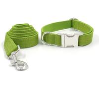 Collier pour Animal de Compagnie, Ensemble Collier et Laisse for Chien Colliers réglables avec Boucle en métal for Petits Chiens Laisse tressée Solide(Green,L)