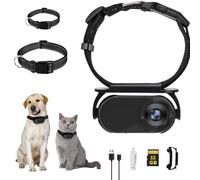 Collier pour animal domestique avec carte SD de 32 Go, caméra d'action Wi-Fi pour chiens et chats, mini caméra corporelle sans fil pour utilisation en intérieur/extérieur
