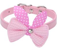 Collier pour Animaux Ajustable Ensemble Collier Et Laisse for Chien avec Nœud Papillon Multicolore Plusieurs Tailles 2 Pièces(Rose,XS)