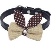 Collier pour Animaux Ajustable Ensemble Collier Et Laisse for Chien avec Nœud Papillon Multicolore Plusieurs Tailles 2 Pièces(Black,XS)