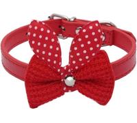 Collier pour Animaux Ajustable Ensemble Collier Et Laisse for Chien avec Nœud Papillon Multicolore Plusieurs Tailles 2 Pièces(Red,XS)