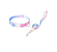 Collier pour Animaux Ajustable Ensemble de Laisse Collier Chien ombré irisé 2 pièces Multicolore S/M(Blue Set,S Neck 25-37cm)