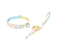 Collier pour Animaux Ajustable Ensemble de Laisse Collier Chien ombré irisé 2 pièces Multicolore S/M(Yellow Set,S Neck 25-37cm)