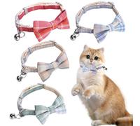 Collier Pour Animaux De Compagnie À Carreaux 4 Pièces, Collier Pour Animaux De Compagnie À Nœud, Petit Collier Pour Animaux De Compagnie, Collier À Cloche, Fournitures Pour Animaux De Compagnie