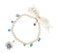 Collier pour Animaux de Compagnie Cœur Perlé Réglable, Style Princesse | Polyester et ABS, Pendentif de Cœur, Usage Intérieur et Séances Photo, pour Chatons