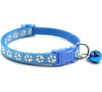 Collier pour animaux de compagnie mignon réfléchissant boucle de sécurité réglable confortable zone de chien avec Bellsky bleu
