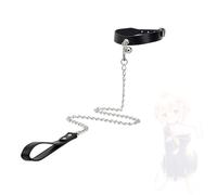 Collier pour Animaux en Cuir Noir, Collier pour Chat et Chien, Collier orné de clochettes