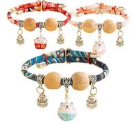 Collier pour Animaux Lucky Kimono Cedar-Bead, Colliers pour Chats Collier Personnalisé pour Chien avec Pendentif Porte-Bonheur, Adapté À Tous Les Types d'animaux (3pcs-B,S)