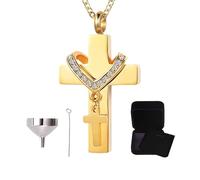 Collier pour cendres - Pendentif portable - Collier avec pendentif urne en forme de croix pour crémation, souvenir, voyage, extérieur, affichage à la maison