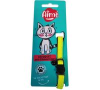 Collier pour chat - AIME - Jaune fluo, paillettes dorées, grelot argenté