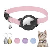 Collier pour Chat AirTag, Collier Extensible pour Chaton avec Support pour Apple Air Tag et Clochette, Collier de Chat avec Design Détachable Ultra Élastique et Suivi GPS pour Chats et Chiots (19-32