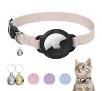 Collier pour chat AirTag, collier extensible pour chaton avec support pour Apple Air Tag et clochette, design détachable ultra élastique avec suivi GPS pour chats et chiots (kaki)