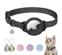 Collier pour Chat avec AirTag, collier extensible pour chaton avec support Apple AirTag et clochette, design détachable, ultra-doux, suivi GPS, collier pour chats et chiots (noir)