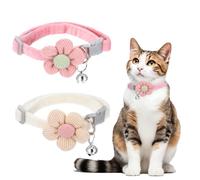 Collier pour chat avec clochette, motif floral pour petits animaux de compagnie, collier pour chat, chien et lapin (rose, beige)