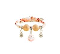 Collier pour chat avec clochette - Style japonais porte-bonheur réglable en perles de camphre naturelles faites à la main pour chats et petits chiens - À porter au quotidien ou à offrir (rose, S pour