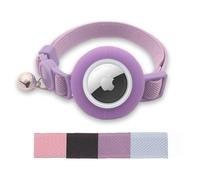 Collier pour chat avec support Airtag, collier élastique pour chaton avec clochette, boucle de sécurité et collier de suivi GPS pour fille, garçon, chat, chaton, chiot, violet