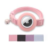 Collier pour chat avec support Airtag, collier élastique pour chaton avec clochette, boucle de sécurité et collier de suivi GPS pour fille, garçon, chat, chaton, chiot, rose