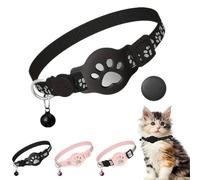 Collier pour chat avec traqueur, collier réfléchissant avec suivi GPS pour chats et chatons (collier noir et localisateur)
