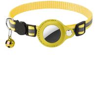 Collier pour Chat Collier Anti-étouffement léger avec Protection, Clochette et Tracker Bluetooth pour Chats, Chatons et Chiots (Jaune)