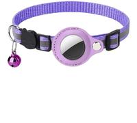 Collier pour Chat Collier Anti-étouffement léger avec Protection, Clochette et Tracker Bluetooth pour Chats, Chatons et Chiots (Violet)