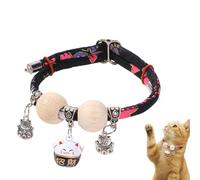Collier pour chat - Collier pour chaton en perles de cèdre avec clochette, collier esthétique avec boucle réglable pour la marche, les voyages, le salon